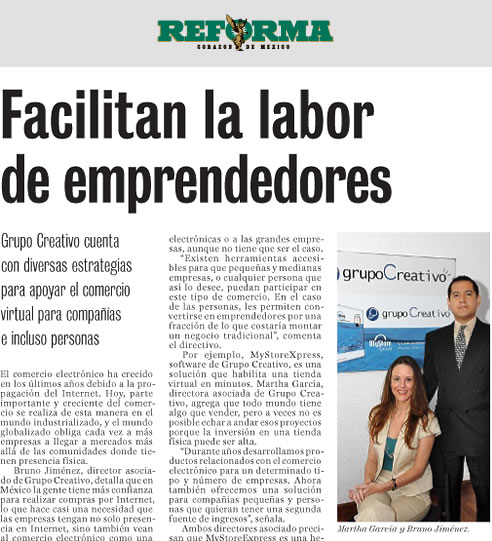 Software para Tienda Virtual MyStore Xpress en el peri&oacute;dico Reforma